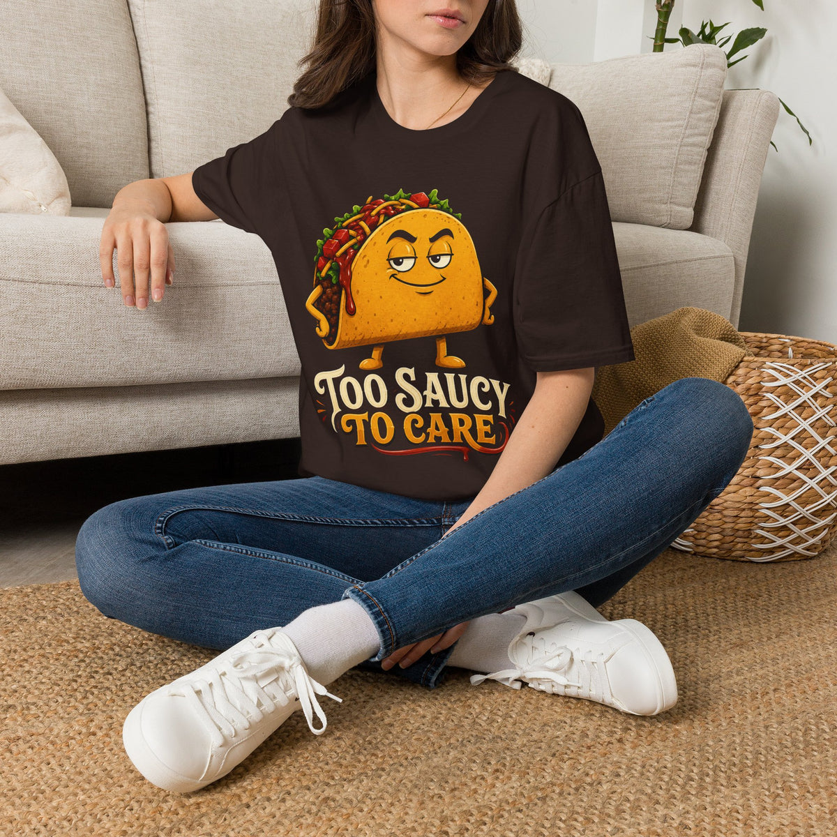 Too Saucy To Care Funny Taco T-Shirts